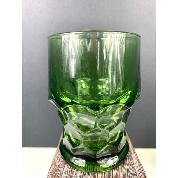 Vintage Mid Century Green Georgian Honey Comb Rocks Glasses - Picture 2 of 6